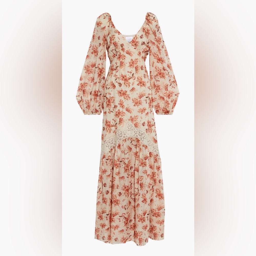 CAMI NYC Francie Pink Floral Silk Maxi Dress Size Medium